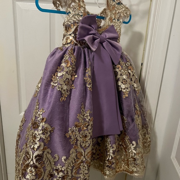 Elegant Purple and Gold Kids Dress